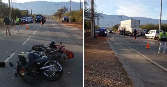 Dos motociclistas chocaron frente al cuartel de bomberos de Las Tapias