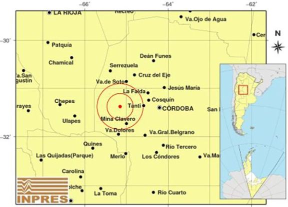 Se registró un fuerte temblor al norte de Mina Clavero 