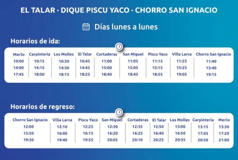 Ya funciona el servicio turístico entre Villa de Merlo y el Chorro de San Ignacio