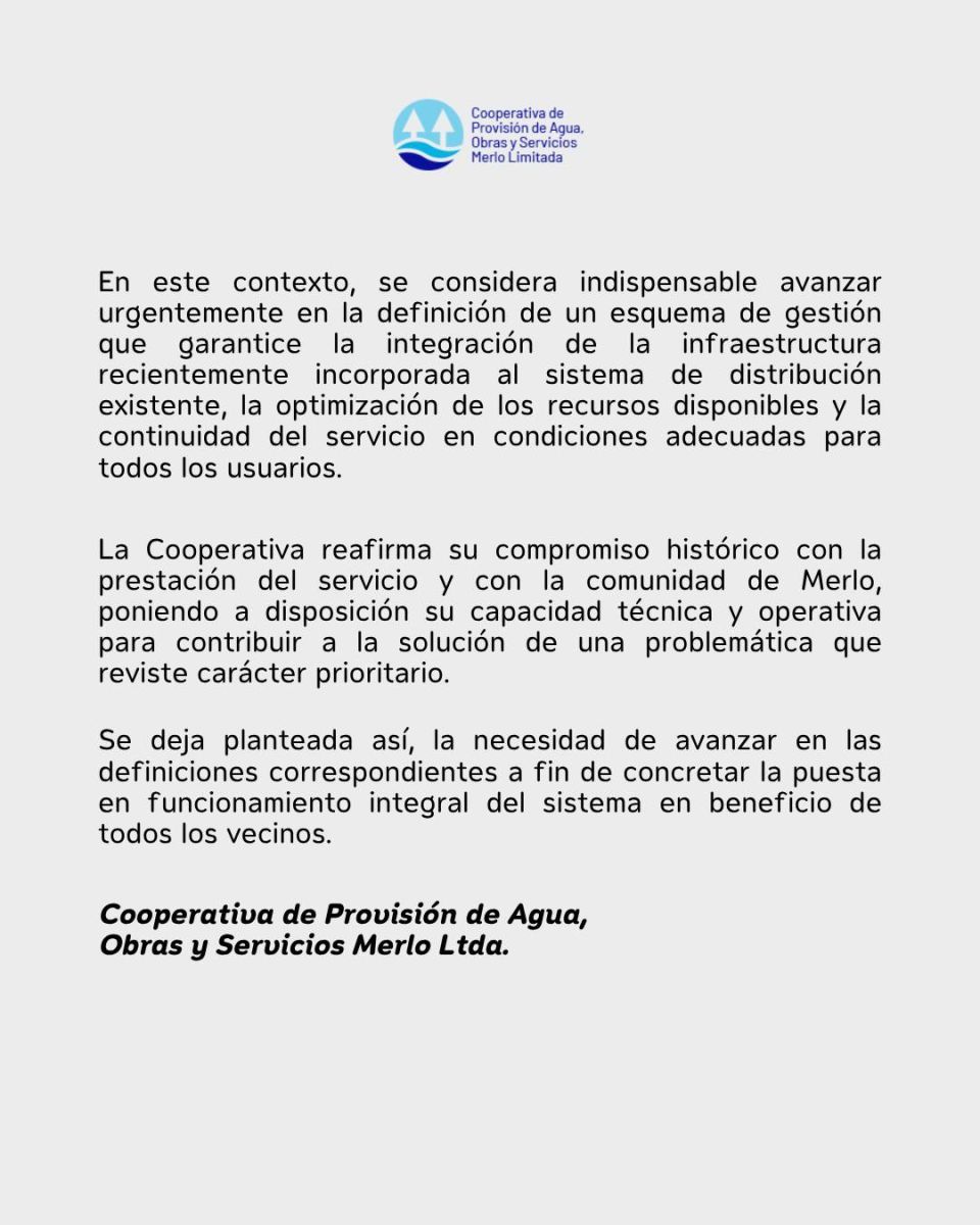 La Cooperativa de Agua reclama definiciones “urgentes” tras el anuncio del Municipio sobre el manejo del Azud de Piedra Blanca