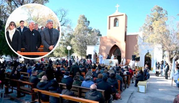 El gobernador Claudio Poggi acompañó la celebración de Santa Rita de Casia en La Lomita