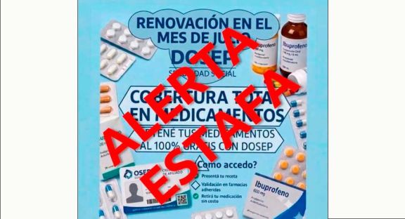 Alertan por una publicación falsa de DOSEP que ofrece medicamentos gratis y pide datos por WhatsApp