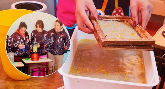 “Naranjas al Papel”, el proyecto de alumnas de Santa Rosa del Conlara que transforma cáscaras de naranja en biopapel
