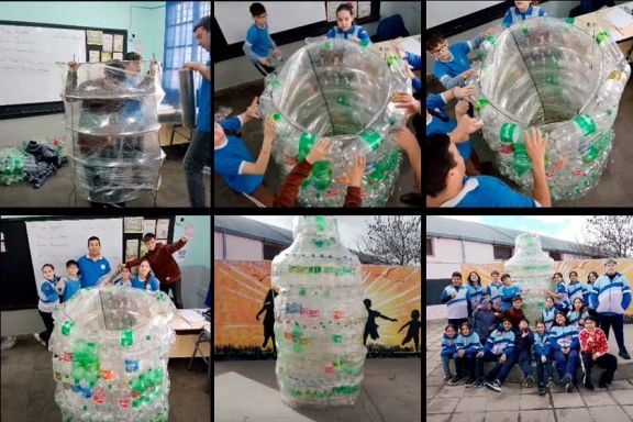 Estudiantes de Justo Daract fabricaron un bote con 300 botellas y navegarán 10 kilómetros por el Río Quinto