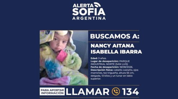 Activaron la Alerta Sofía para buscar a Nancy Aitana Ibarra en San Luis