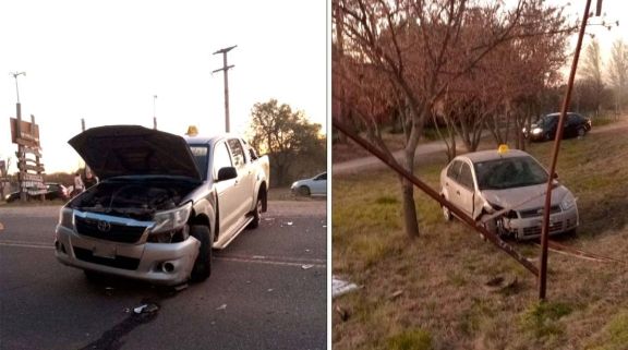 Accidente entre una camioneta y un auto en la Ruta 1, a la altura de Cortaderas