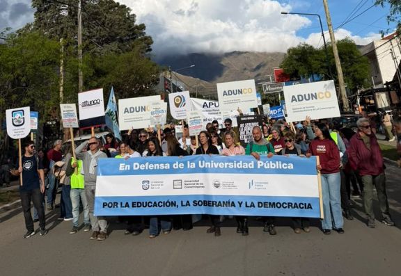 Merlo marchó por la universidad pública